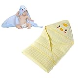 BSTcentelha 愛らしい動物の友人が織りテリーフード付きベビータオル赤ちゃんの毛布に直面します (黄)