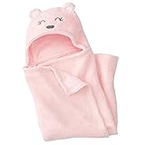 【ANION】赤ちゃん パイル フカフカ クマさん おくるみ 肌触り 抜群!! 赤ちゃん おくるみ　ベビー フード 付き ブランケット 出産祝い (ピンク)