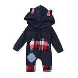 POTOJP 着ぐるみ パッチクマ ロンパース 男女兼用 キッズ ベビー服 子供用 長袖 連体服 赤ちゃん 防寒着 フード付きロ 撮影 出産祝い 寝相アート 日常着 カバーオール (70, Dark 