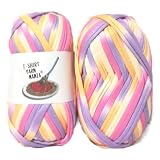 T-SHIRT YARN MANIA Tシャツヤーンマニア 約30ｍ×2玉 Tシャツヤーン ミックスカラー ファブリックヤーン 手芸 ハンドメイド 糸 2玉セット (スター(シルバーブラック))