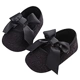 ベビーシューズ　赤ちゃん用　靴　ファーストシューズ　幼児　可愛い　柔らかい　女の子　蝶結び　コットン (M, ブラック)