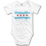 Chicago City Flag buildings skyline Funny Baby Onesies幼児服 カラー: ブラック