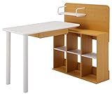 デスク パソコンデスク 幅90cm 机 つくえ 棚付き シェルフ付き 作業台 引出し付き 勉強机 作業デスク 木製