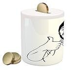 ユーモアPiggy Bank by Ambesonne、LOL Happy Guy With Thumbs Up BodilyジェスチャCool Sounds Goodスタイルグラフィック印刷、印刷セ