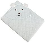 村信 アフガン パイル 耳付クマ刺繍 83cm×83cm サックス 0070 日本製