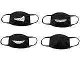 bestcyc 4pcsブラックコットンアンチダストマスク異なる歯パターンEarloopスタイル面の口マスクユニセックスメンズとレディース