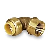Everflow Pushlock upfe34 3 / 4インチLongプッシュXメスエルボ継手のpush-fit Made、with Lead Free DZR鍛造真鍮、接続Pex、CPVC &銅