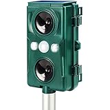 【2020年最新版 動物撃退器 感知範囲10m 】CHORTAU害獣撃退 猫よけ 二つ超音波スピーカー LED強力フラッシュライト 赤外線センサー ソーラー充電＆USB充電 3-4週間超長待機 猫撃退 猫退治 猫よけグッズ 糞被害 鳥害対策 猫除け 