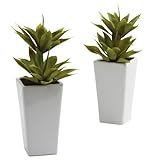 Nearly Natural 4971-S2 Double Agave with Planter, Mini, Green, Set of 2 by Nearly Natural