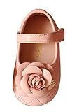 Ziweiba 0-2歳子供 キッズ靴 フラットシューズ 女の子PUレザー製 滑り止め 花フラワー 女児 (インナーソール11cm, Aピンク)