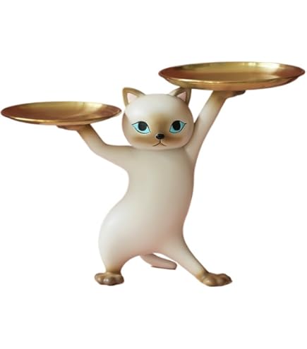 Amazon.co.jp: Homilius 皿を捧げるネコ ねこ 猫ちゃん キー収納 金属