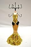 ゴールドスパンコールペプラムマーメイドドレスMannequinジュエリー人形