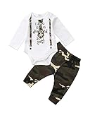 Mrs Baker 'home 3pcs新生児ベビー男の子キュートレタープリントロンパース+迷彩パンツ+帽子服装セット US サイズ: M カラー: マルチカラー