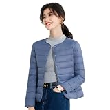 [ｉｎｏｔｅｎｋａ] ダウンジャケット ウルトラライト レディース 中綿入り ノーカラー インナージャケット アウター 軽量 暖かい 防寒 秋冬 クルーとVネック ショート丈 暖かい (タイプ2ネイビー, 3XL)