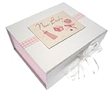 White Cotton Cards Baby A5 Keepsake Box (Pink Rattle) by WHITE COTTON CARDS [並行輸入品]