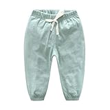ベビー用ロングパンツ　赤ちゃん長ズボン　キッズ　　子供服　男の子　女の子　涼しい　綿100%　春　夏　動きやすい　可愛い　薄手　蚊や虫の防止　青　紺　グリーン　90cm (グリーン)