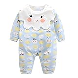 エルフ ベビー(Fairy Baby)新生児服 カバーオールロンパース 長袖 四季兼用 可愛い雲柄 ブルー 95cm