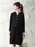 Angeliebe エンジェリーベ マタニティ ワンピース 授乳しやすい ジョーゼットワンピ 妊婦服 産前 産後 長袖 M ～ L ブラック 22185 22185502