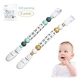 Kyson Baby Teether Pacifier Clips - (2 Pack) BPA Free Silicone Pacifier Holders for Babies Soothie [