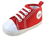 EOZY 可愛い 春夏 ベビーシューズ ファーストシューズ スニーカー 赤ちゃん靴 女の子 男の子 女児 新生児 男児 フォーマル靴 シンプル 綿布 滑り止め レッド 11.5cm