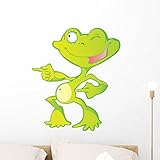 Cute Green Cartoon Frog Wall Decal by Wallmonkeys Peel and Stick Graphic (24 in H x 21 in W) WM29570