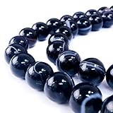 【天然石】ブラックオニキス 黒めのう 黒瑪瑙 ビーズ ブレスレット用 一連 10mm【約38粒入り】パワーストーン 手芸 ハンドメイド アクセサリー パーツ きらきらぷんぷん丸 NS-008