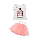 Kehen 2pcs夏服装ノースリーブTシャツトップス+チュチュスカートセットfor Kids幼児用ベビーガールズ 5T グレイ 2018012210