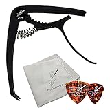 melorudo（メロルド） ギターカポ （ブラック）ロゴ入ギター用クロス・ピック2種2枚付属 ma100011a01n0