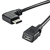 Ulyris Type-C 3.1 変換アダプタ、Type-C 90度 オスに Micro 5pinメスケーブル 超高速データ転送(最大5Gbps) USB Type-C機器対応 変換 延長 コネクタ
