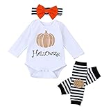 杜屋トヤ　ベビー　ハロウィーンマスク　ハロウィン　新生児服　長袖ロンパース　膝当て　ヘッドスカーフ　カバーオール　ボディースーツ　英字　カボチャ　ルームウェア　かわいい　洋式　秋　冬　カジュアル　遊び