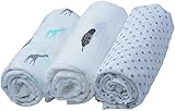 DORDORY 100% Premium Cotton Ultra Soft Breathable Muslin Swaddle Blankets White Grey Large 47x47 (Se