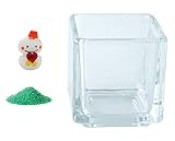 花市場直送便 ミニチュアガラス 雪だるま ハート & カラーサンド グリーン & 植え込み用グラス ニューブロックS