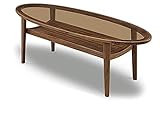 北欧風 ガラス天板 楕円 幅120cm 高さ40cm ウォールナット センターテーブル (ブラウン)