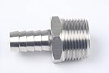 Generic Bar Production Stainless Steel 316 Barb Fitting Coupler / Connector 1/2" Hose ID x 3/4" Male