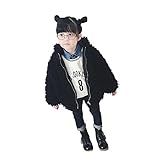 Pojour ベビー服 子供服 女の子コート 冬秋 防寒 厚手コート フワフワコート おしゃれジャケット 黒 裏毛 暖かい 綿 ベビールームウェア 普段着 カジュアル 旅行 記念日 プレゼント 赤