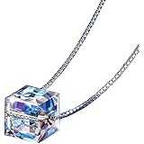 [gulamu jewelry] [グラムジュエリー] レインボー 虹色 キューブ ネックレス レディース プレゼント 女性 妻 彼女 人気 金属アレルギー シンプル オーロラ シルバー925 プラチナコーティング ジルコニア