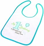 Lillian Rose First Birthday Cotton Bib, Blue, 8.75" x 14" by Lillian Rose [並行輸入品]