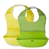 GZ HOUSE　柔らかい　食事エプロン 防水よだれかけ　シリコンスタイ　ベビー食事用　お食事用防水ビブ　防水　ポケット付き　お食事/離乳食/ 介護の大人　出産祝い　プレゼント　サイズＬ　　 (グリー
