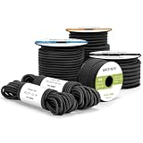 Brotree バンジーコード ショックコード 丸ゴム紐 6mm 高弾力ゴムロープ 20M ストレッチコード ゴムバンド リペアコード テントポール補修 軽トラック 荷物固定 カヤック ターポリン カーゴネット アウトドア DIY用-ブラック