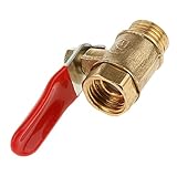 Fenteer 真鍮　1/4 　メス→オス 　ボールバルブ 12mm 　レッドレバーハンドル　ドレンコックバルブ