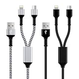 BIOONIS 2in1充電ケーブル USB to Lightning&Type-C 2台同時急速充電マルチ 二股ケーブル 1.2M [ライトニングケーブル+USB-Cケーブル] アイフォン アンドロイド 両方対応 (充電専用)