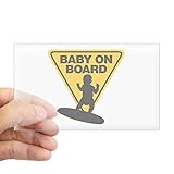 CafePress – Baby on Board (サーフボード)ステッカー(長方形) – 長方形バンパーステッカー車デカールステッカー Large - 4.5x7.5 クリア 0629640786