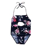 ベビーガールズ花柄プリントホルター水着キュートBathing Suit Outfitワンピース水着 カラー: ブルー