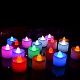 LEDプラスチックキャンドルちらつきティーライト、使わないカラフルなキャンドル、7色Electric Fakeや結婚式ロマンチックバレンタインの日のキャンドル(電池付属、パーティー祭(3pack)