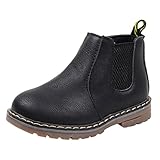 Tonsee 子供 ブーツ 男の子 女の子 マーティンブーツ 防寒対策 暖かい PUレザー キッズブーツ アウトドア 滑り止め 19CM-22CM (22CM, ブラック)