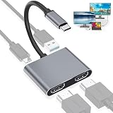 USB Type-C ハブ 4in1 デュアル HDMI 4K USB3.0 PD対応 MST支援 SDカードリーダー 100W 変換 アダ 「HDMI+HDMI」 タイプC 4ポート ノートパソコン ノートPC Android用 USB-C ハブ ドッキングステーション
