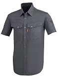 (KAKUDA) 角田印のコットンウエア 夏用作業服・作業着 綿100% 半袖シャツ (生地薄め) (1792-xe)ストーンブラック　M
