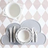 【You Mii】ベビーお食事ランチョンマット シリコーン 可愛い雲 小型 ディナー ポータブル テーブルマット 防水性 (ピンク)