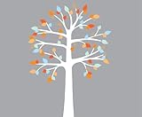 Childrens壁デカール、ホワイトツリー壁デカール、Perfect forシェルフまたは棚 Fabric Narrow Tree (60"W x 89"H) ブルー NarrowShelf_Fab