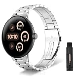 [ReHowy] Google Pixel Watch 4/3 45MM 対応 交換バンド ビジネス風 ステンレス製 ピクセルウォッチ4 45mm 交換ベルト サイズ調節可能 調整工具付き 替えベルト コンパチブル Google Pixel Watch 4 45mm バンド シルバー